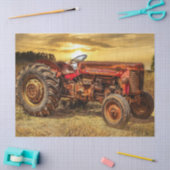 Papier Mousseline Tracteur rouge (Artisanat)