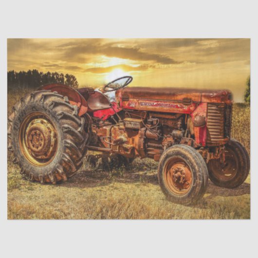 Papier Mousseline Tracteur rouge (Recto)