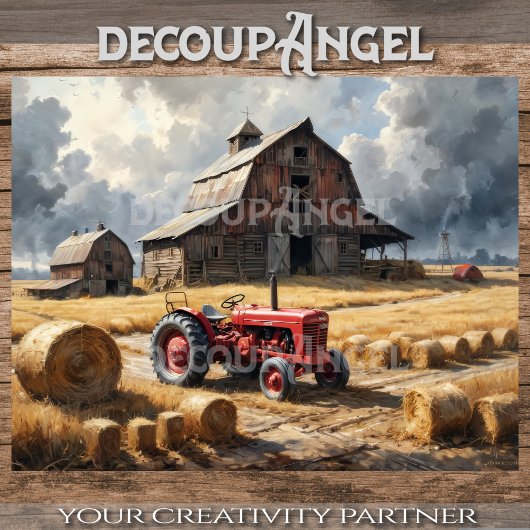 Papier Mousseline Tracteur sur le paysage agricole #3 Découpage