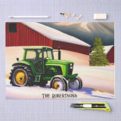 Papier Mousseline Tracteur vert et grange rouge (Artisanat)