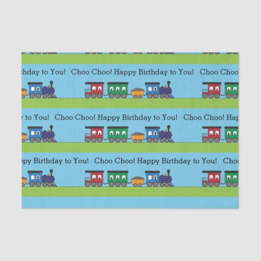 Papier Mousseline Train de Choo Choo d'anniversaire (Recto)