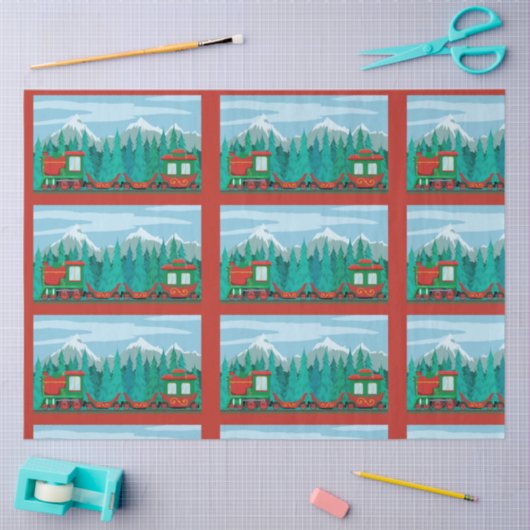 Papier Mousseline Train de Noël (Artisanat)