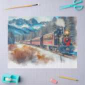 Papier Mousseline Train de Noël à l'aquarelle vintage (Artisanat)