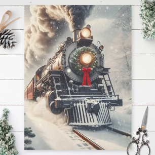 Papier Mousseline Train de Noël avec Découpage de la couronne de Noë