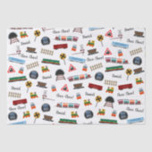 Papier Mousseline Train Motif Petit Garçon Prénom Choo Choo Enfants (Recto)