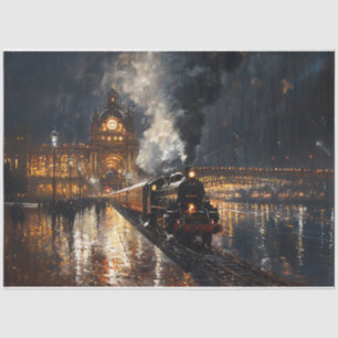 Papier Mousseline Train quittant la station Peinture Découpage