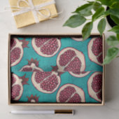 Papier Mousseline Tranches de grenade sur turquoise (Cadeau)