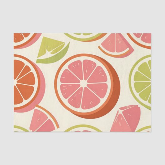 Papier Mousseline Tranches de pamplemousse orange citron vert vibran (Recto)