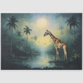 Papier Mousseline Tranquil Tropical Landscape with Giraffe (Recto)