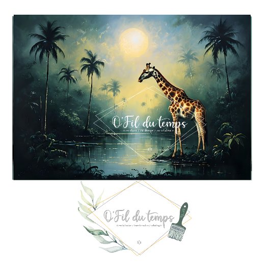 Papier Mousseline Tranquil Tropical Landscape with Giraffe