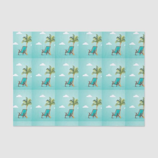 Papier Mousseline Transat de plage et palmier (Recto)