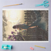 Papier Mousseline Traversée, Portrait Floral Bird Fence Horloge (Artisanat)