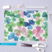 Papier Mousseline Trèfle à quatre feuilles aquarelle rose vert bleu (Artisanat)