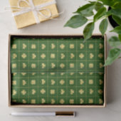 Papier Mousseline Trèfle doré quadrillé vert St-Patrick (Cadeau)