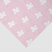 Papier Mousseline Trèfles blancs sur fond rose (Détail)