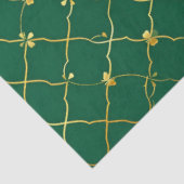 Papier Mousseline Trèfles Dorés Ciel d'Émeraude (Détail)