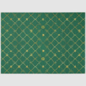 Papier Mousseline Trèfles Dorés Ciel d'Émeraude (Recto)