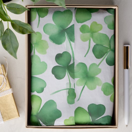 Papier Mousseline Trèfles verts