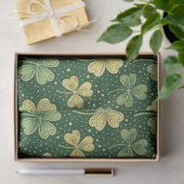 Papier Mousseline Trèfles verts et dorés (Cadeau)