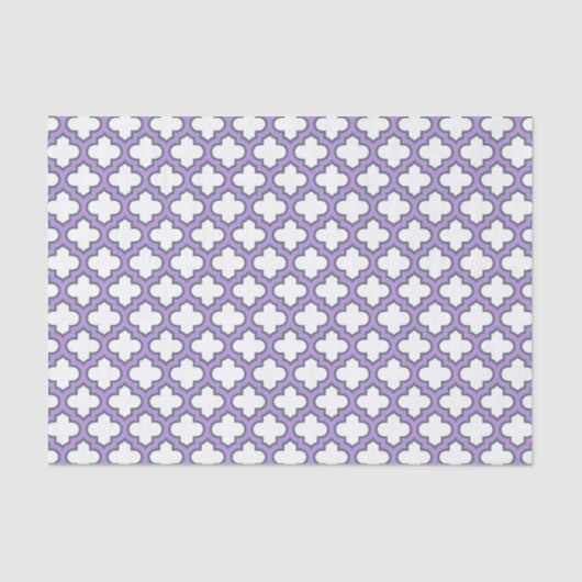 Papier Mousseline Trellis blanc et violet, treillis, Quatrefoil (Recto)