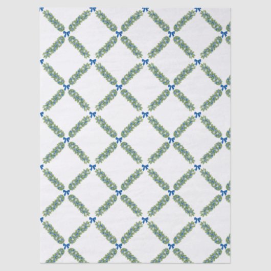 Papier Mousseline Trellis Bleu Bow (Recto)