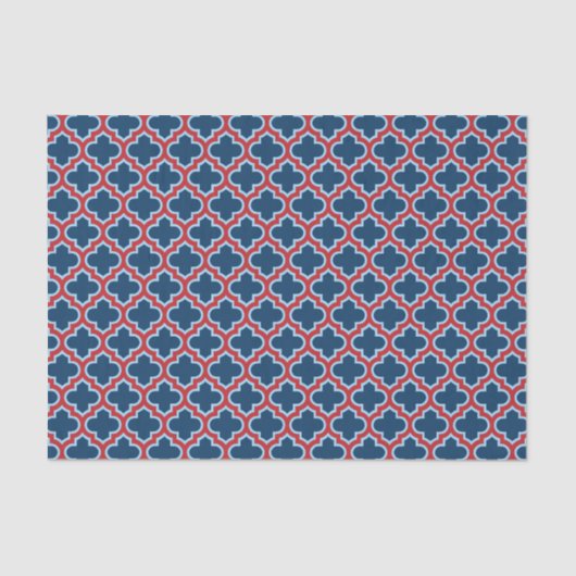 Papier Mousseline Trellis marocain bleu et rouge, treillis, Quatrefo (Recto)