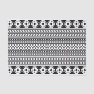 Papier Mousseline Trendy Aztec Tribal Print Geometric Motif (Noir)