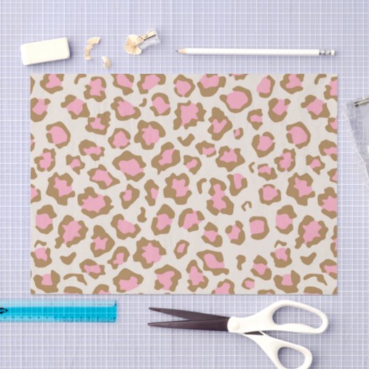 Papier Mousseline Trendy Pink Brown Leopard Spots Boho Decoupage (Artisanat)