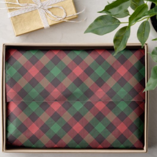 Papier Mousseline Trendy Red Green Plaid Tartan Tissue Paper