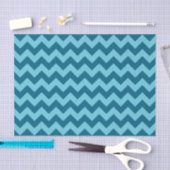 Papier Mousseline Trendy Shades of Blue Chevron Motif (Artisanat)