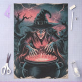 Papier Mousseline Trendy Spooky Halloween witch and Cauldron (Artisanat)