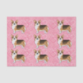 Papier Mousseline Tri Pembroke Gallois Corgi à tête rouge Aimer rose (Recto)