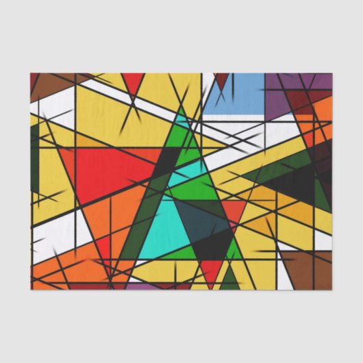 Papier Mousseline Triangle Coloré Géométrique Moderne (Recto)