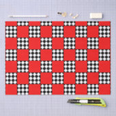 Papier Mousseline Triangle de Carré géométrique noir rouge (Artisanat)