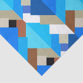 Papier Mousseline Triangles Abstraits modernes, Bleu de Cobalt et Br (Détail)