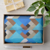 Papier Mousseline Triangles Abstraits modernes, Bleu de Cobalt et Br (Cadeau)