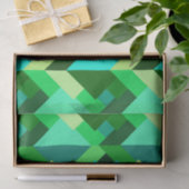 Papier Mousseline Triangles Abstraits modernes, Emerald Green et Aqu (Cadeau)