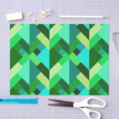 Papier Mousseline Triangles Abstraits modernes, Emerald Green et Aqu (Artisanat)