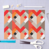 Papier Mousseline Triangles Abstraits modernes, orange, rouge et gri (Artisanat)