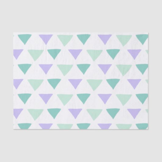 Papier Mousseline Triangles aquarelles | Vert et violet (Recto)