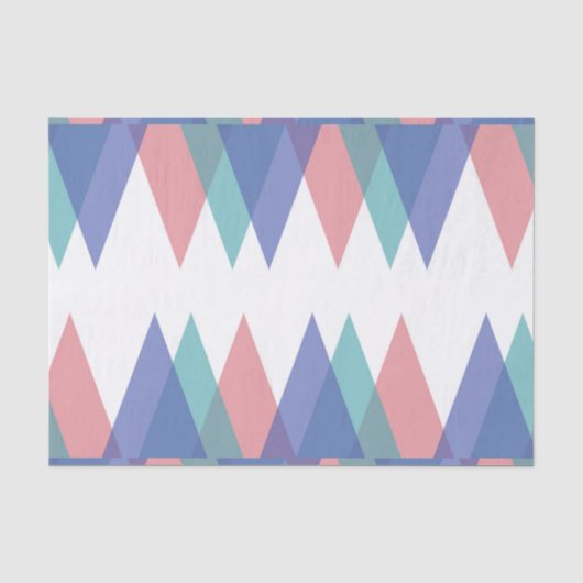 Papier Mousseline Triangles bleu et corail (Recto)