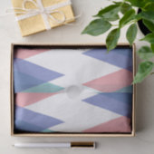 Papier Mousseline Triangles bleu et corail (Cadeau)