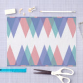 Papier Mousseline Triangles bleu et corail (Artisanat)