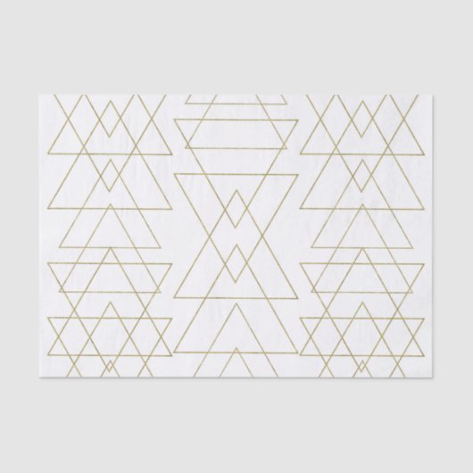 Papier Mousseline Triangles Dorés Chic Blanc Glamour Moderne (Recto)