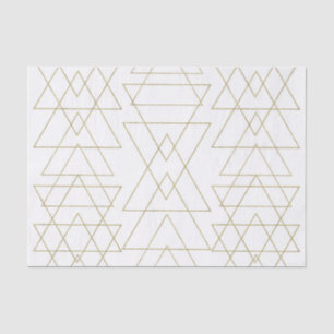 Papier Mousseline Triangles dorés Chic Blanc Moderne Glamour