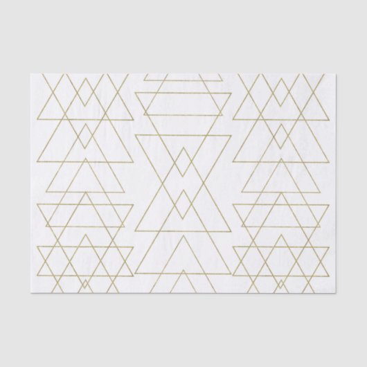 Papier Mousseline Triangles dorés Chic Blanc Moderne Glamour (Recto)