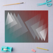 Papier Mousseline Triangles gris sur bordeaux turquoise (Artisanat)