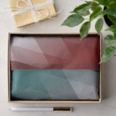 Papier Mousseline Triangles gris sur bordeaux turquoise (Cadeau)