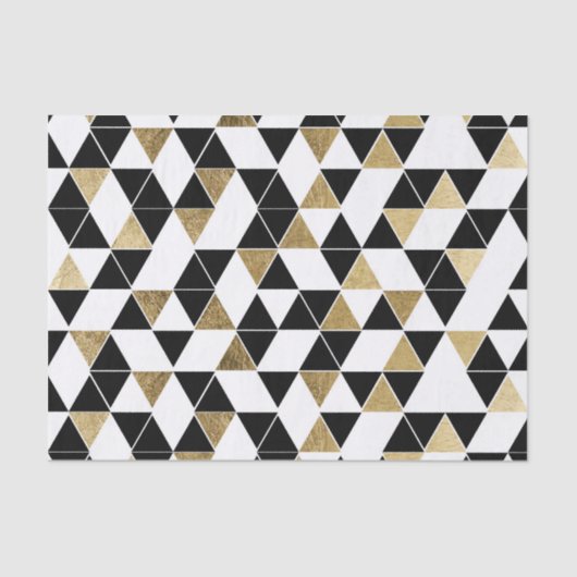 Papier Mousseline Triangles modernes noires, blanches, et de Faux (Recto)