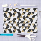 Papier Mousseline Triangles modernes noires, blanches, et de Faux (Artisanat)
